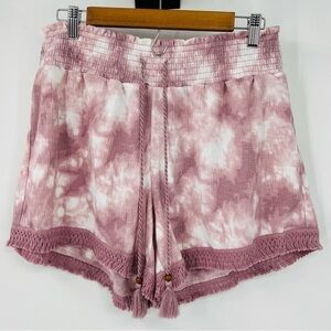Vanilla Star Purple Tie Dye Elastic Waist Shorts Size Large